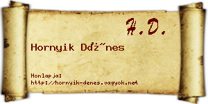 Hornyik Dénes névjegykártya